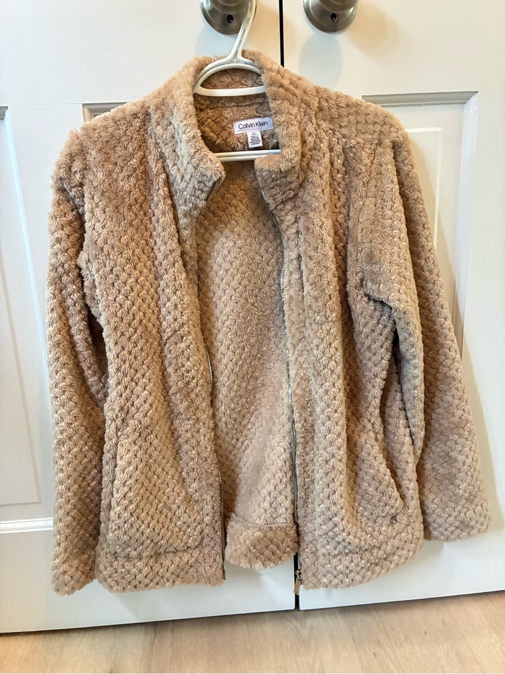 Calvin Klein Plush Teddy Jacket in Light Tan